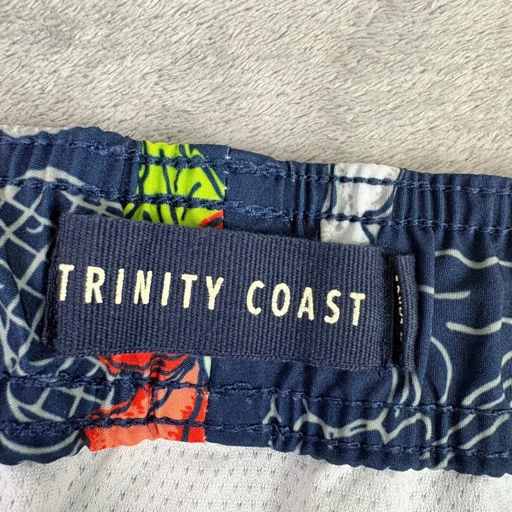 Trinity‎ Coast Mens XL Navy Blue Tropical Drink Print Swim Trunks 6